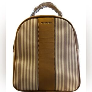 Tahari Brown and Tan Striped Backpack New with Tags